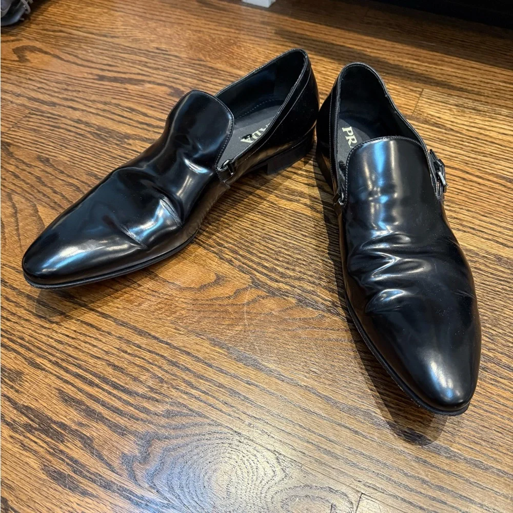 Prada Men's Shiny Black Slip-On Loafers - Picture 2 of 6